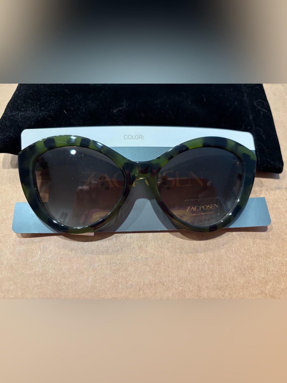Zac Posen Women’s Cat Eye Green Tortoiseshell Sunglasses
